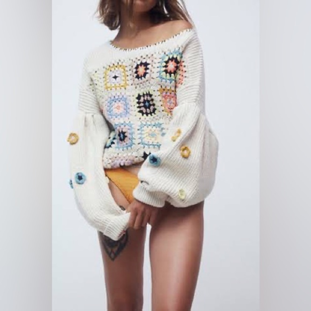 Free People Ambrose Crochet Pullover Size XS